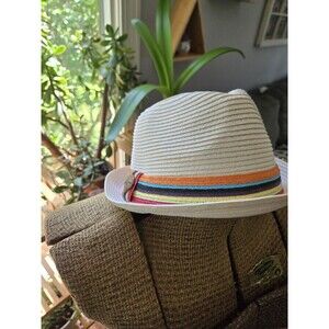 Panama Jack Woven Hat-Sz small-med-made in Mexico-Blue Printed Ribbon Detail Tropical Band Natural Toyo Safari Sun Hat – Panama Jack® main image 4